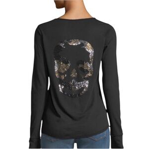 Zadig & Voltaire Tunisien Skull Long-sleeve Embellished Shirt Black Size M